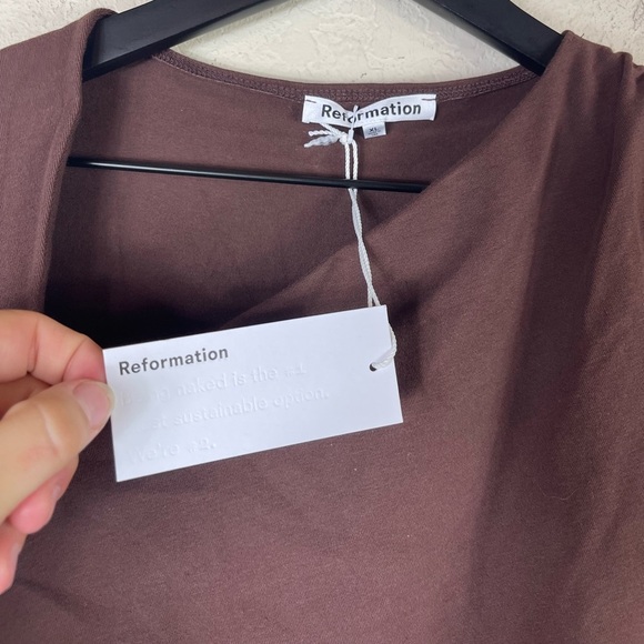 Reformation Amiah Knit One Shoulder Maxi Dress in Cafe Size XL NWT - Picture 2 of 11